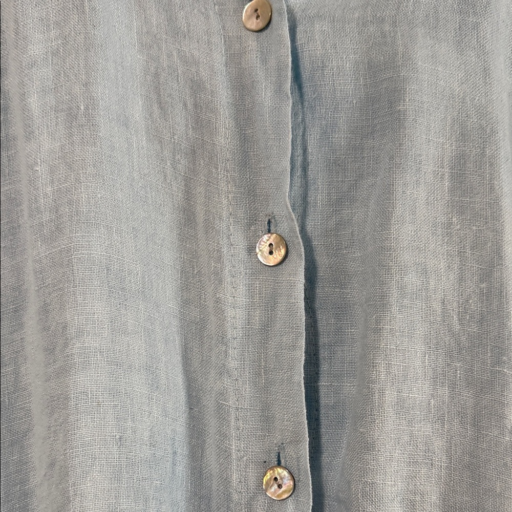 Meo Meli Light Blue Linen Button-Up Shirt Dress - Picture 5 of 5